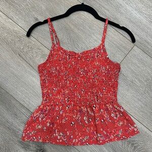 Red floral crop top